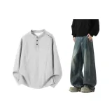 Белый, серый + винтажный синий, штаны