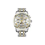 Золотой белый циферблат, стальной браслет [коробка + ремень + регулировщик часов]