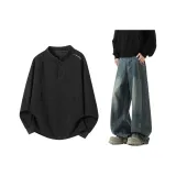 Чёрный + Винтажный Синий Брюки