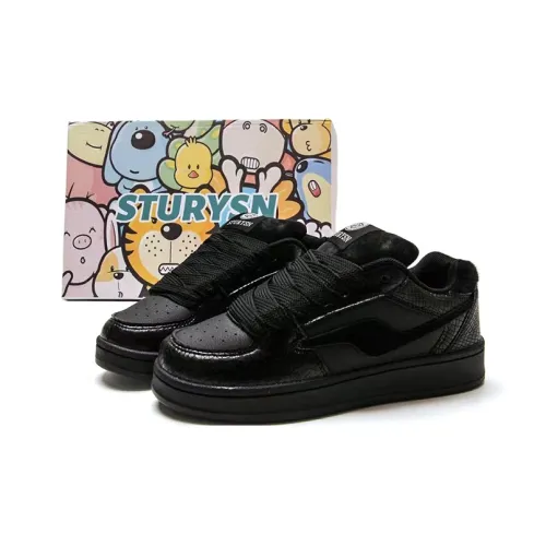 STUR YSN Износостойкий и Легкий Низкий Топ Скейтборд Кроссовки Унисекс Чисто Черный