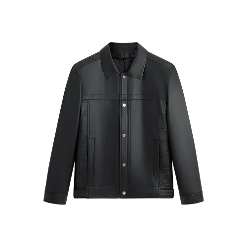 PEACEBIRD MEN Sharpness Кожа Куртка Овчина Тисненый Куртка Мужской