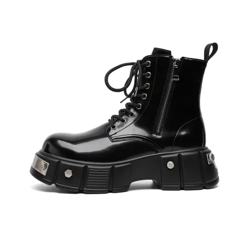 V ZERO FIVE Панк Мотоцикл Обувь Короткий MID Голень Мартин Ботинок 5CM Мужской Яркий Черный Британский Повседневная Мода