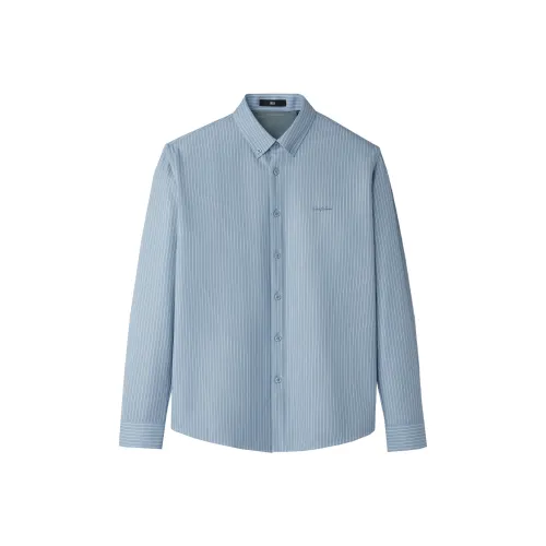 HLA Средний зеленый Полосы R6 Мужские Рубашки