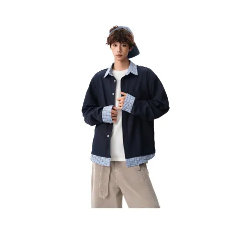 RENBEN1986 Темно-синие унисекс рубашки