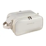 Утолщенный многослойный, двойная молния, гладкая поверхность, стиль - кремово-абрикосовый, белый, большой размер / размер