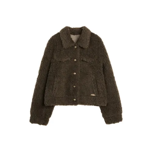 ELLE Хаки Зеленый Женский Бархатный Куртка