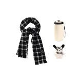 Черный шарф в клетку + утепленный размер бюстгальтера + украшение в виде куклы