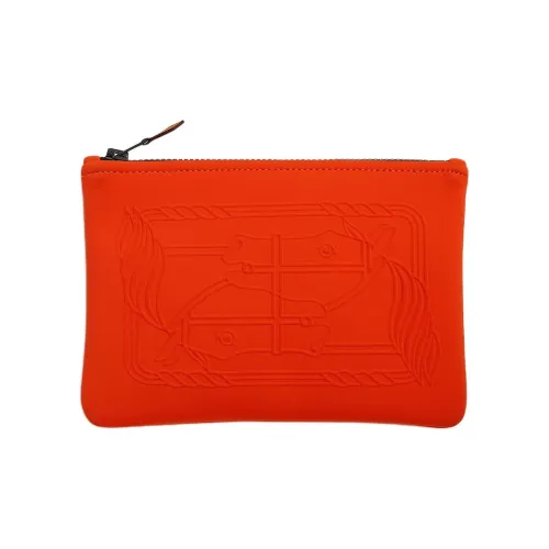 HERMES Neobain Нейлон Клатч Маленький Женский Апельсин