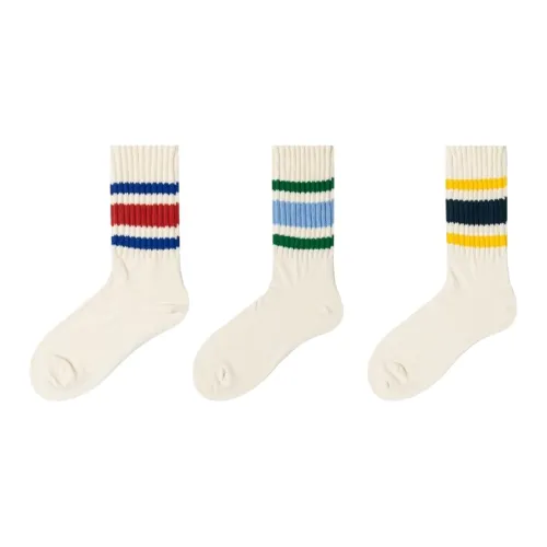 JOSINY Комбо набор 3 пачки Желтые полосы + Синие полосы + Зеленые полосы Унисекс Носки до колена
