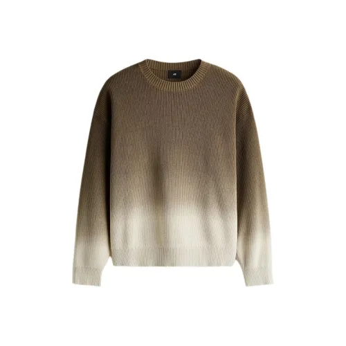 H M Темный хаки зеленый белый мужской трикотаж