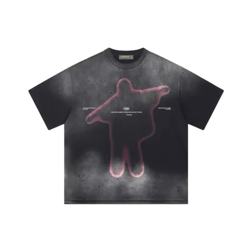 UMBNESS Промытый Разноцветные точки Черный Унисекс T-рубашки