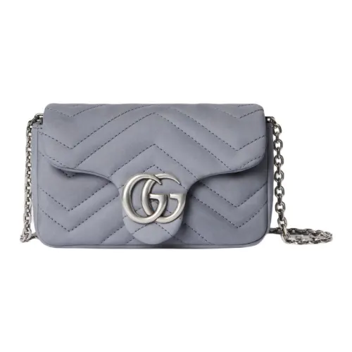 GUCCI GG Marmont Коровья кожа Сумка через плечо Мини Женская Серый