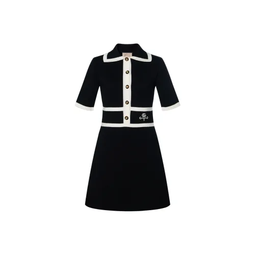 GUCCI Короткий рукав Платье Женское Черное