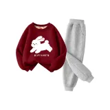 [Thickened и с флисовой подкладкой] Бег Кролик Babu Бургунди + Однотонный Серый