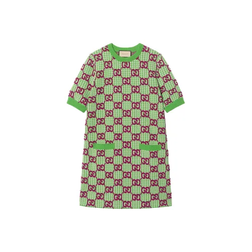 GUCCI SS23 Короткий рукав Платье Женское Зеленое