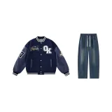 Темно-синяя куртка + джинсово-синие штаны