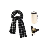 Черный шарф в клетку + утепленный размер бюстгальтера + букет