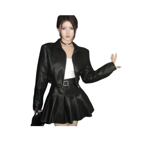 Dippanis Черный Пальто+Короткая Юбка+Ремень Женские Юбочные Комплекты