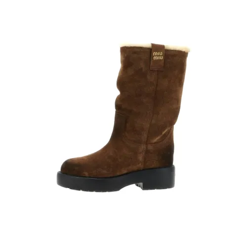 MIU MIU Высокие сноубутсы для женщин коричневые