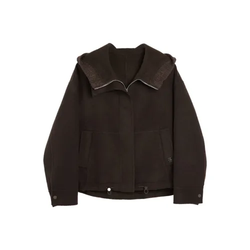 ELLE Темно-коричневое женское пальто