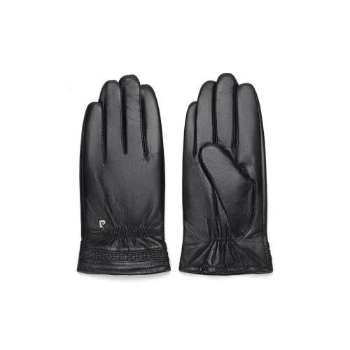 PIERRE CARDIN Sheepskin Goat Leather Gloves Men's Black