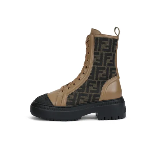 FENDI Domino Короткие Модные Ботильоны Женские Светлый Умбра