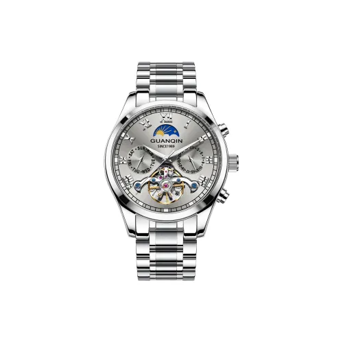 GUANQIN GJ16149 Автоматический Механический Механизм Нержавеющая Сталь Ремешок Часы Мужские Белый Циферблат