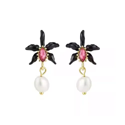 LES NEREIDES Золотой Покрытый Серьги из латани Унисекс Черный Золото