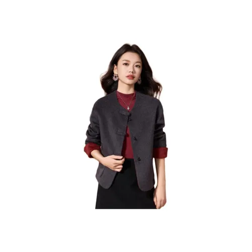 Mylan Серый и Красный Женское Короткое Пальто