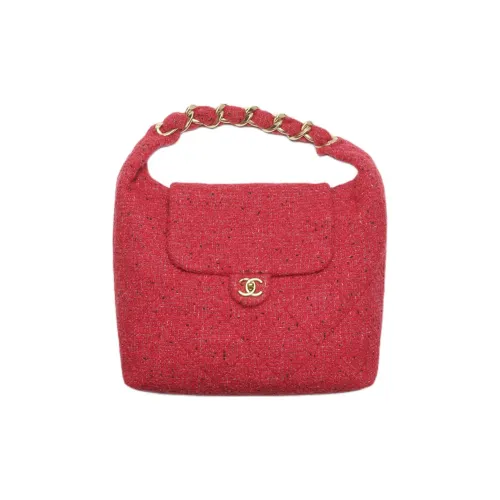 CHANEL Twill Мягкая Шерстяная Сумка-хобо Сумка Extra Large Женская Красная