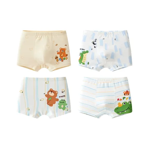 MIIOW 4 пачки Абрикос + Синий + Светло-синий + Белый Детское нижнее белье