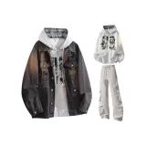 Темно-серый + белый, серый вереск, свитшот + светло-серые штаны