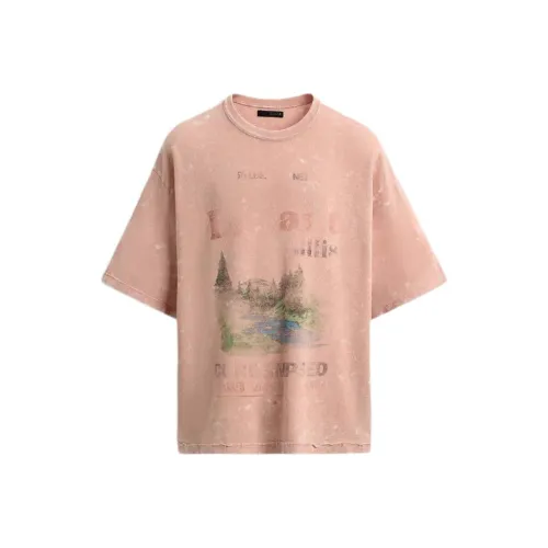 ZARA Розовые Мужские T-рубашки