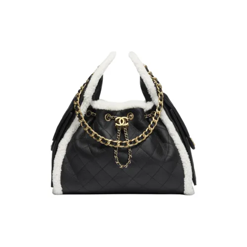 CHANEL 25Bag Sheepskin Bag Small Women's Black White