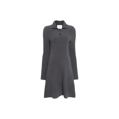 Lisa Yang SS24 Длинное платье с длинными рукавами женское серое