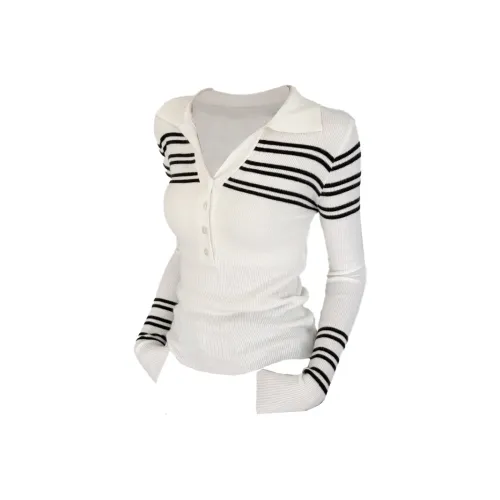 Puppytown Черно-белые полосы Женские T-рубашки