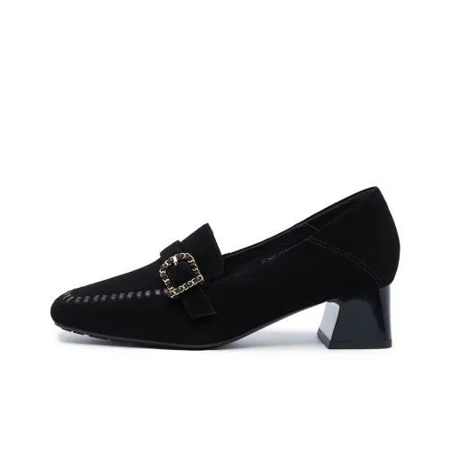 ELLE Супермягкие Грубые Каблуки Без Подкладки Лоферы Женские 2025 Женская Обувь