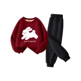 [Thickened и с флисовой подкладкой] Бег Кролик Бургунди + Однотонный Черный