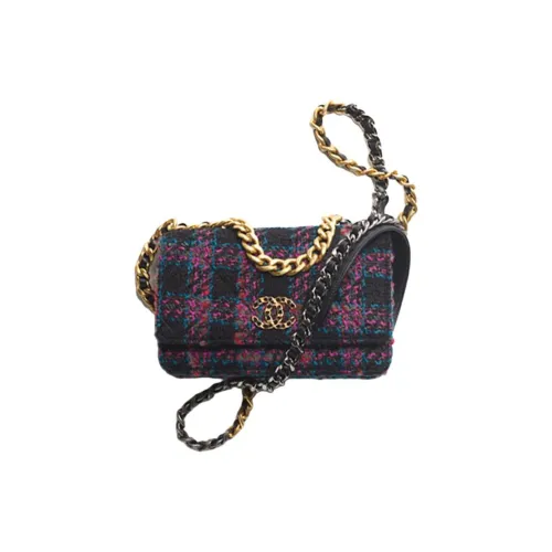 CHANEL Шерсть Твид Сумка через плечо Кошелек Женские Черный Фиолетовый Зеленый Красный
