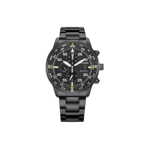 CITIZEN Светильник Кварцевый Механизм Нержавеющая Сталь Ремешок Часы 44 мм Мужские часы Черный Циферблат