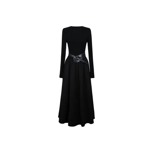 Черный с подарками съемный корсет пояс женские длинные с рукавами платья