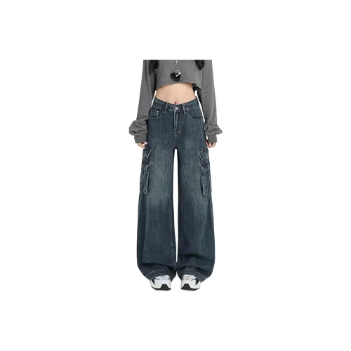 ACHIEVE ACHV Винтажные синие штаны унисекс джинсы