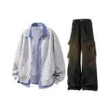 Серый топ + черные штаны