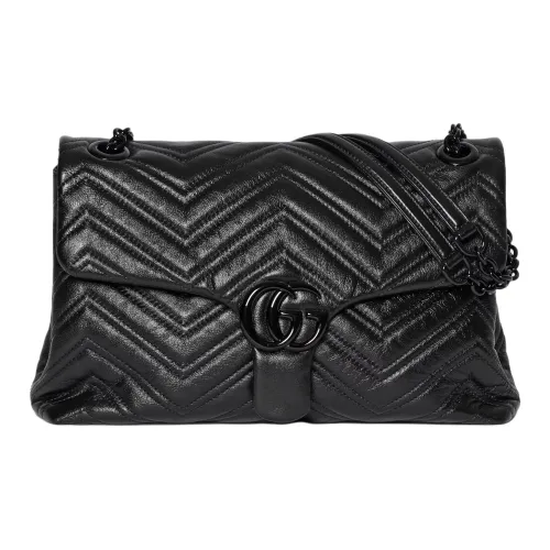 GUCCI GG Marmont Кожа Сумка через плечо Сумка на плечо Средняя Женская Черная