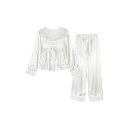 Daiyindie Весенний и Осенний Ice Silk Пижама с длинным рукавом Женские