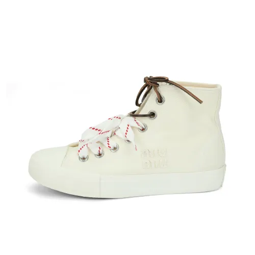 MIU MIU Высокие кеды женские цвет слоновая кость