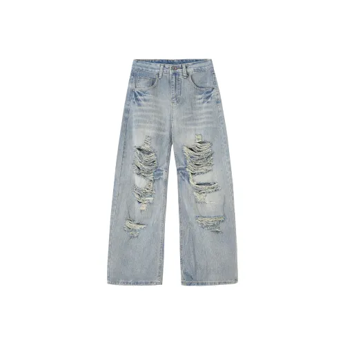 ASHER LEVINE Светло-синие унисекс джинсы