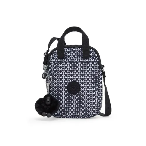 Kipling Полиэстер Сумка через плечо Маленькая Унисекс Черный Белый Монограмма С принтом