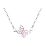 [Розовый циркон] Ледяной кристалл Ожерелье с бабочкой