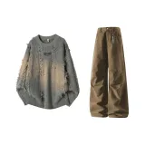 Gray Top + Coffee Pants  
Серый топ + кофейные штаны